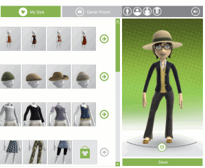 Showing the xbox.com Avatar Editor in action