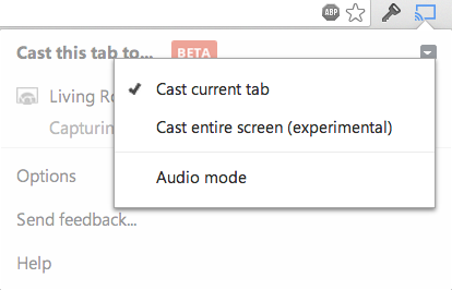 Chrome Cast desktop sharing option