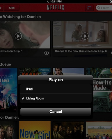 Netflix + iPad asking what to play on