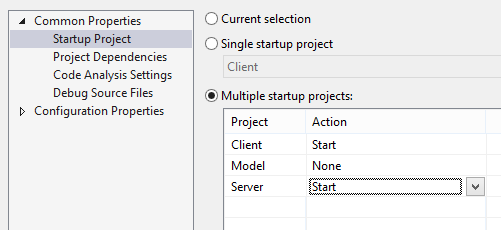 Visual Studio Solution properties dialog