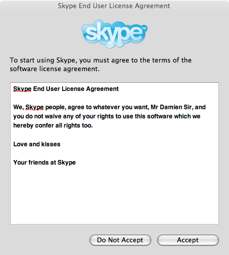 Skype EULA being edited