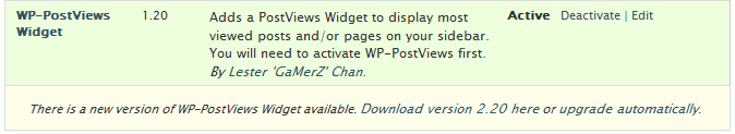 Screen-shot of WordPress 2.5's automatic plug-in upgrade feature