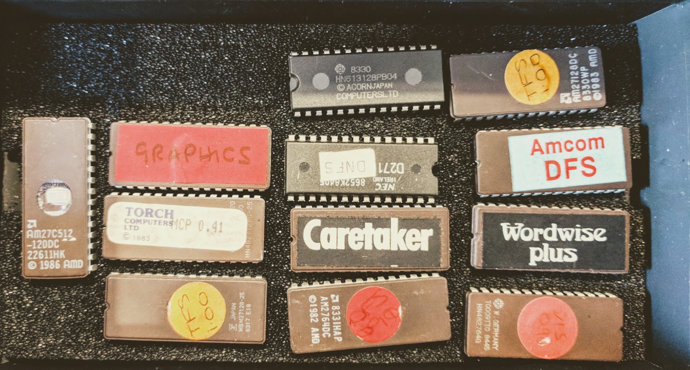 A collection of ROMs and an EPROM