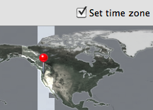 Screenshot of location aware time-zone in Snow Leopard