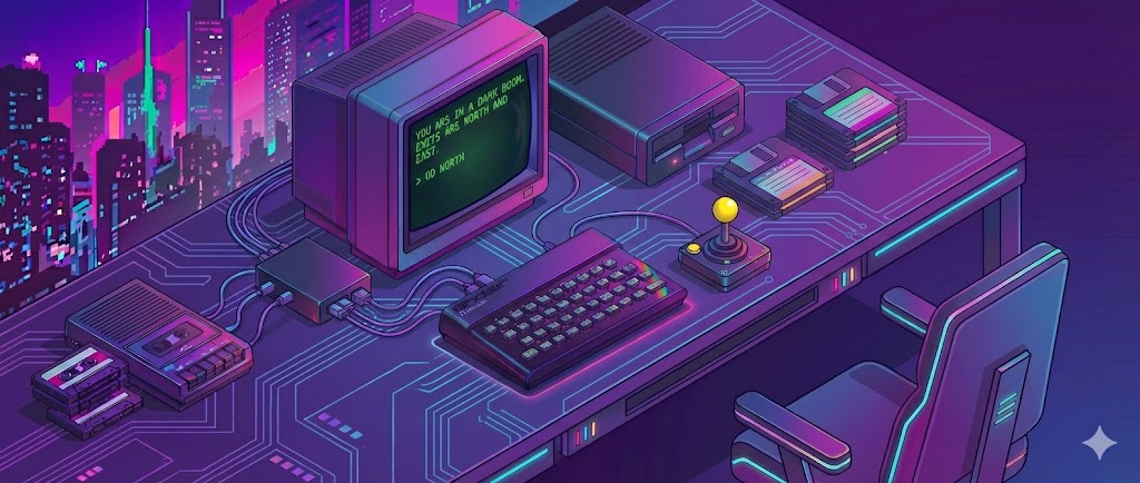 A stylised image portraying vintage computing