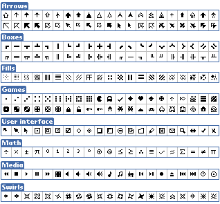 Titchy icons in monochrome.